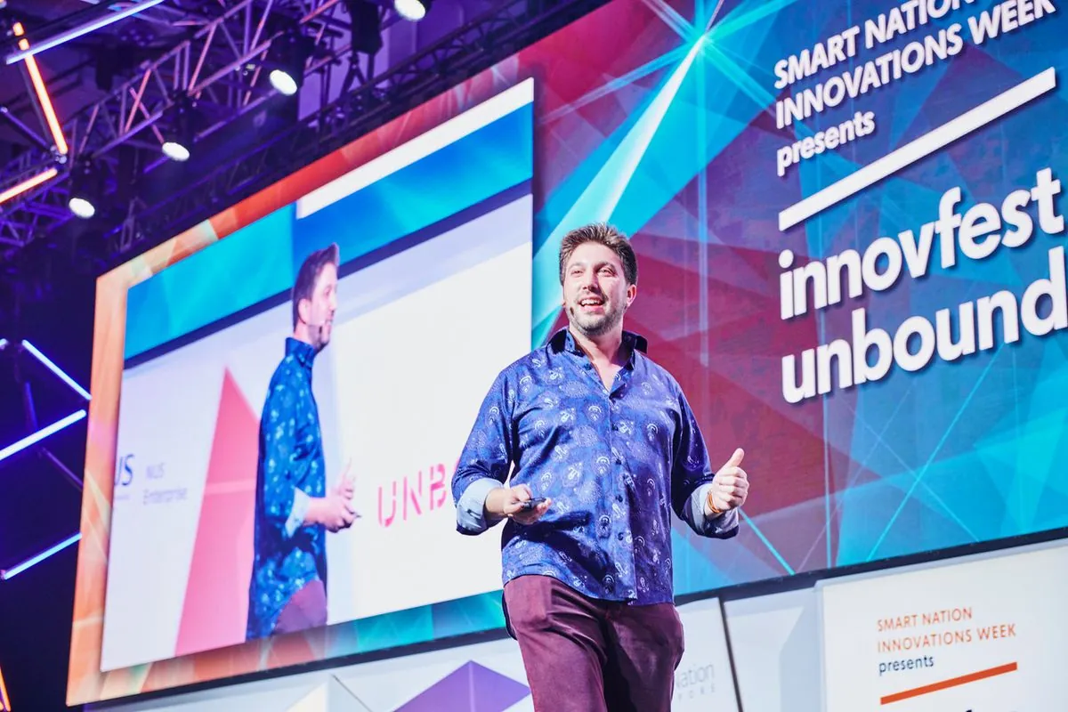 Daniel Seal on stage at Innovfest Unbound in Singapore